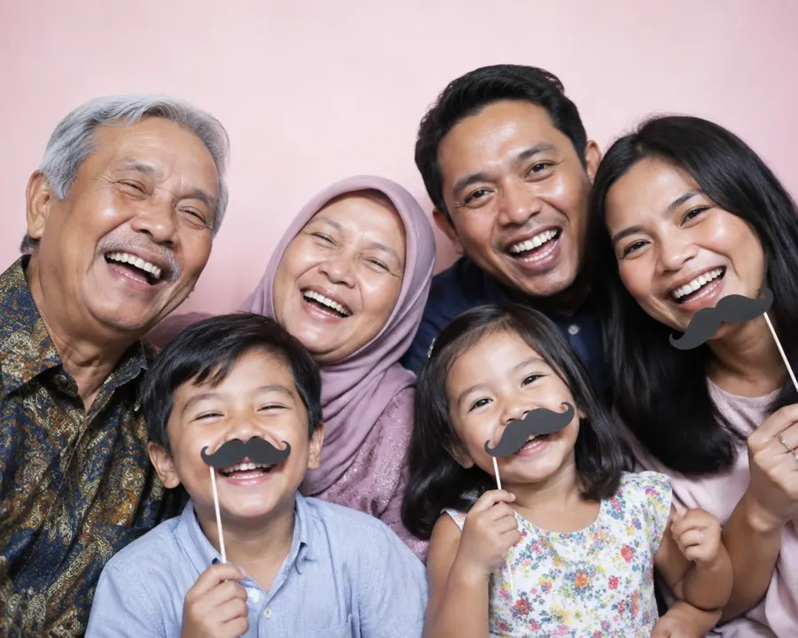 Grandparents, parents and kids posing together